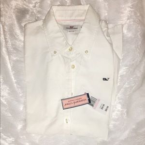 White Vineyard Vines Long Sleeve Collared Shirt